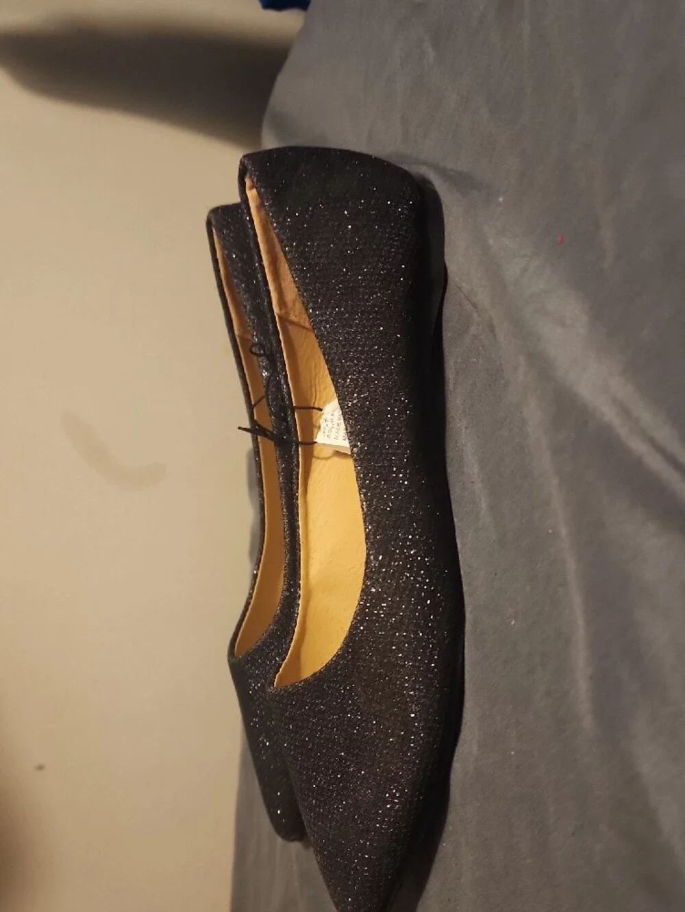 Women's Black Sparkle Pointed Flats by Sasha